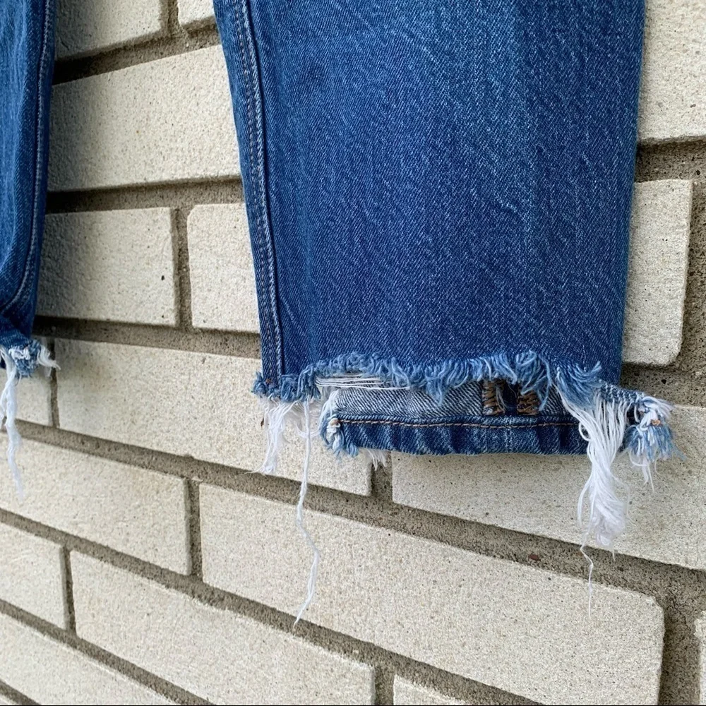 American Eagle 90s Boyfriend Distressed Ripped Destroyed Jeans Blue 00 Short - Picture 12 of 16